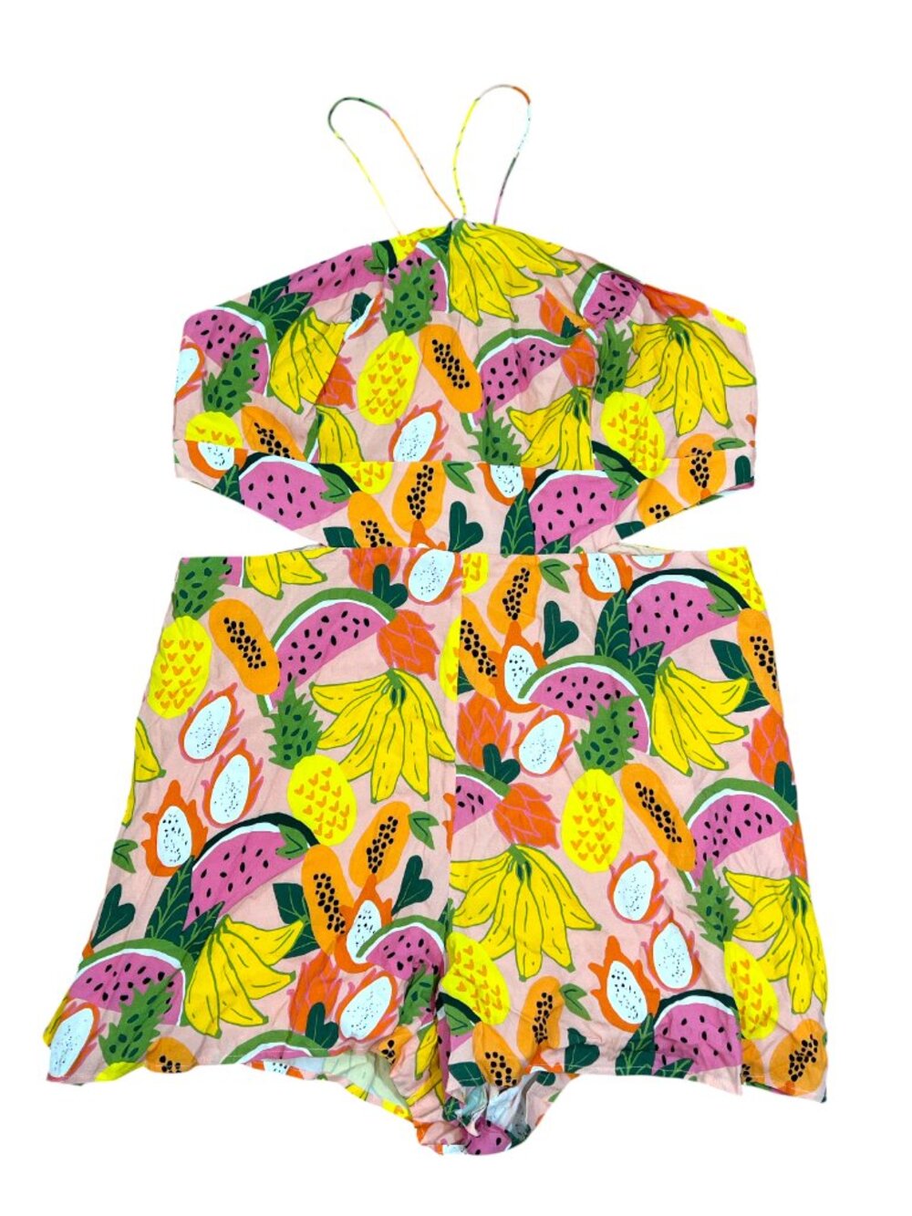 Anthropologie Hutch Jeslyn Bandeau Cut Out Romper Fruit Print NWOT